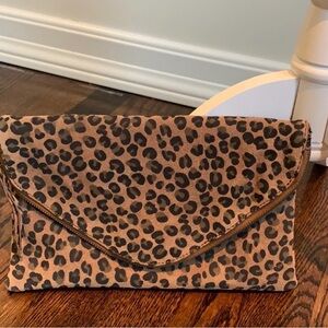 Jcrew sueded leather clutch